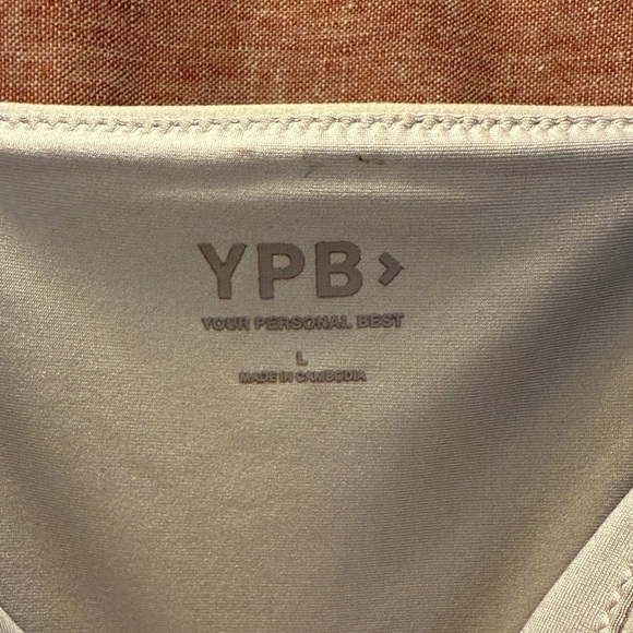 YPB Tan with Gray Detail Women’s Sports Bra/Workout Top - Picture 2 of 4
